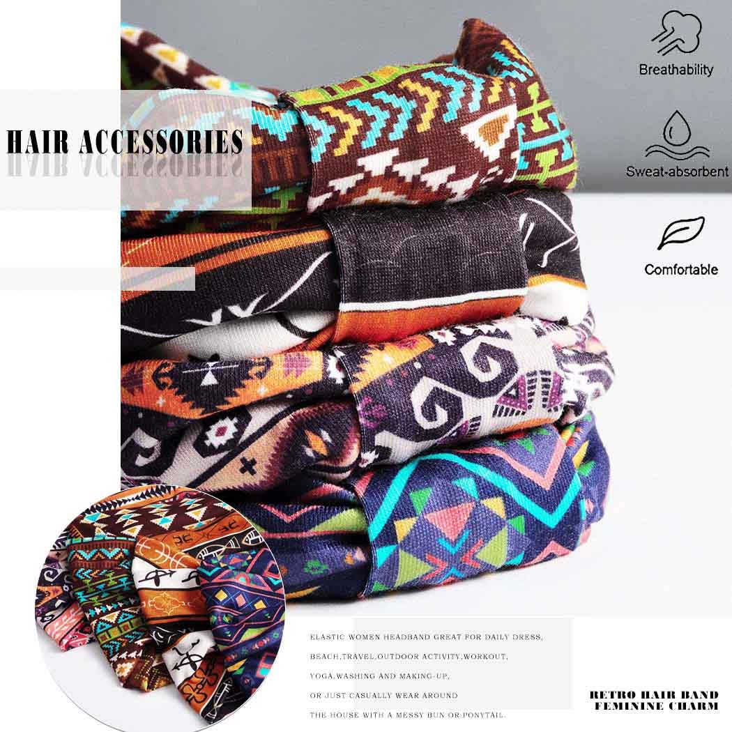 Fasce larghe per capelli con nodo Boho, fasce elasticizzate, turbante, in tessuto elastico, sciarpe per capelli, accessori per capelli africani, per donne e ragazze, confezione da 4