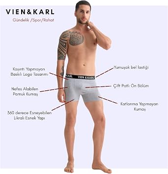 Erkek Premium Penye Pamuklu Likralı Boxer - 10'lu Set