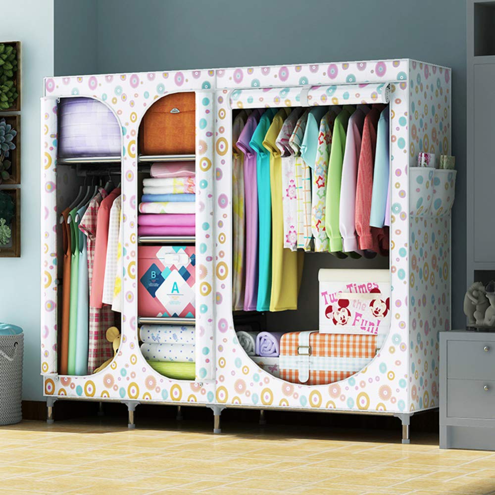 Armoires en tissu pliant WARDROBE 168x45x168cm placard de rangement en toile beige pour chambre