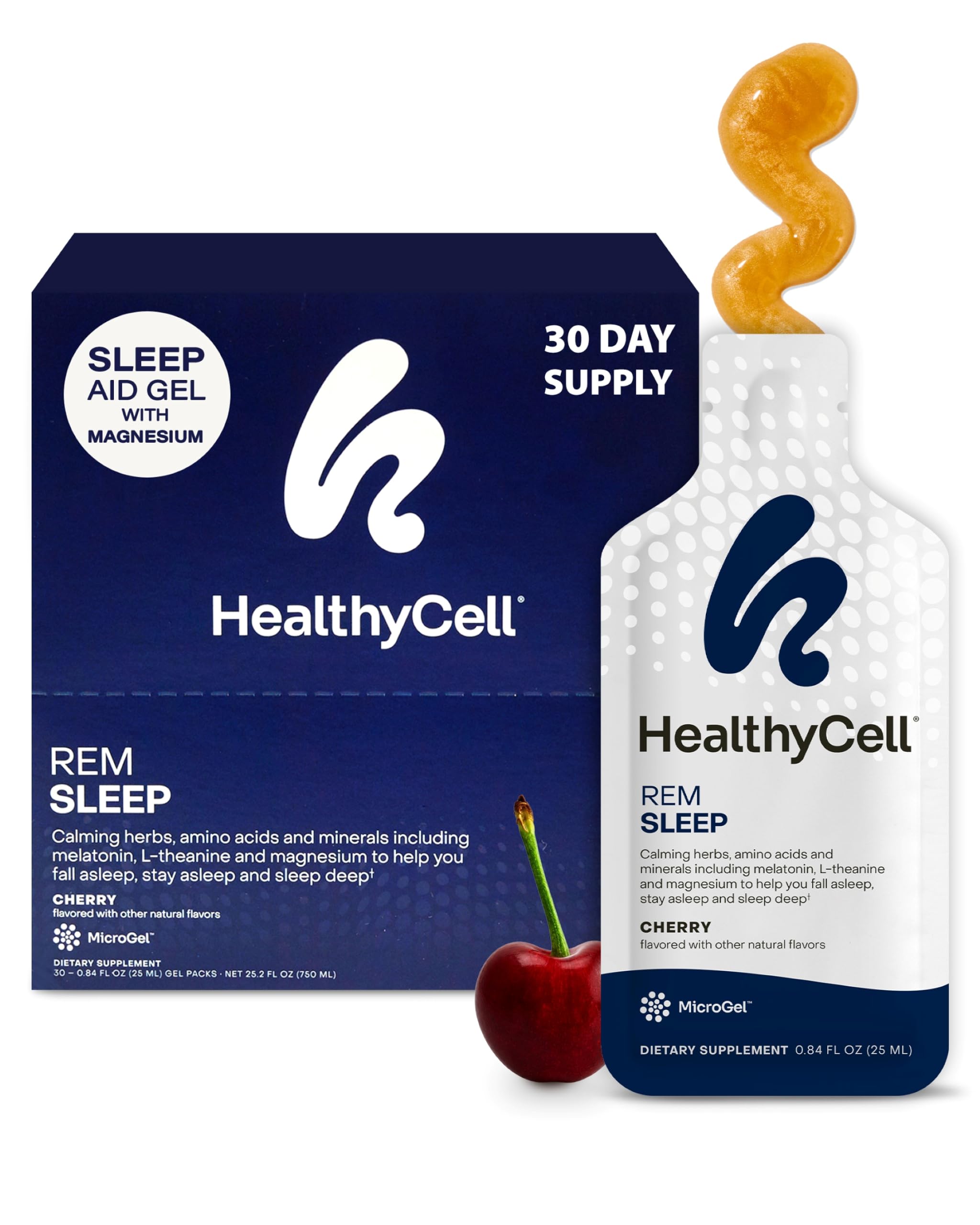 HealthyCell REM Sleep- Melatonin, Magnesium, L-Theanine | 30 Liquid Gels