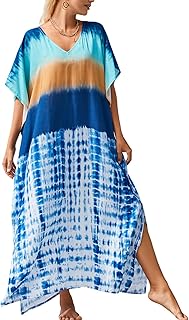 Kaftan Dresses for Women Plus Size Bathing Suit Cover up Vneck Batwing Dress Loose fit Moroccan Caftan mumu Dresses
