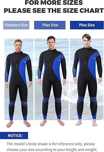 Miniatura 5 de Yueta Traje de neopreno para hombre de 0.118 pulgadas (0.118in), de cuerpo completo, con cremallera frontal, manga larga, mantiene el calor en agua