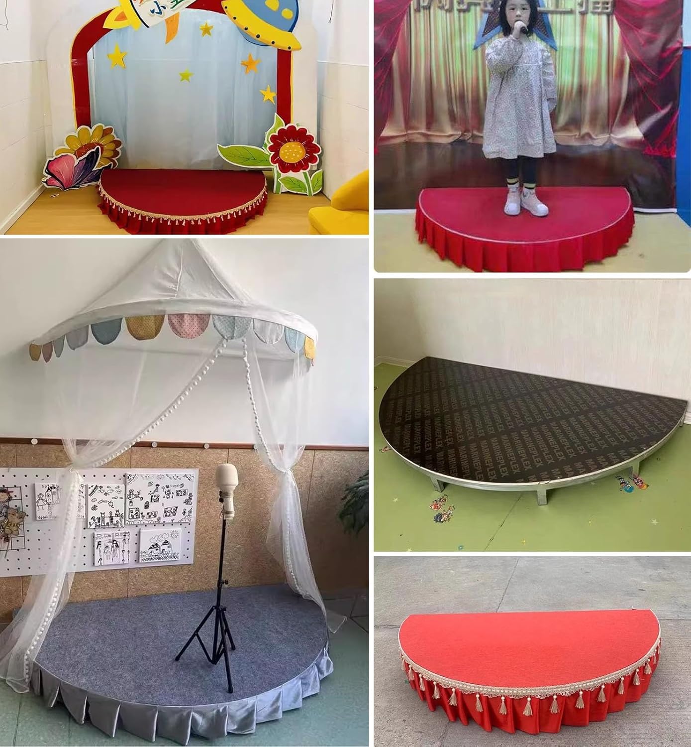 Escenario de Canto for niños: Resistente, semicircular(Gray)