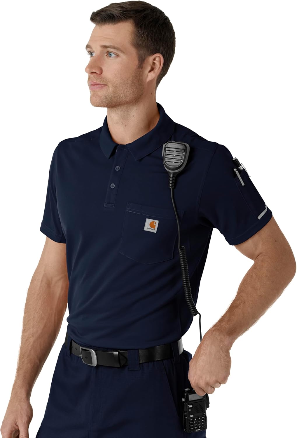 Carhartt Scrubs for Men Force Cross-Flex Henley Tops with 3 Pockets