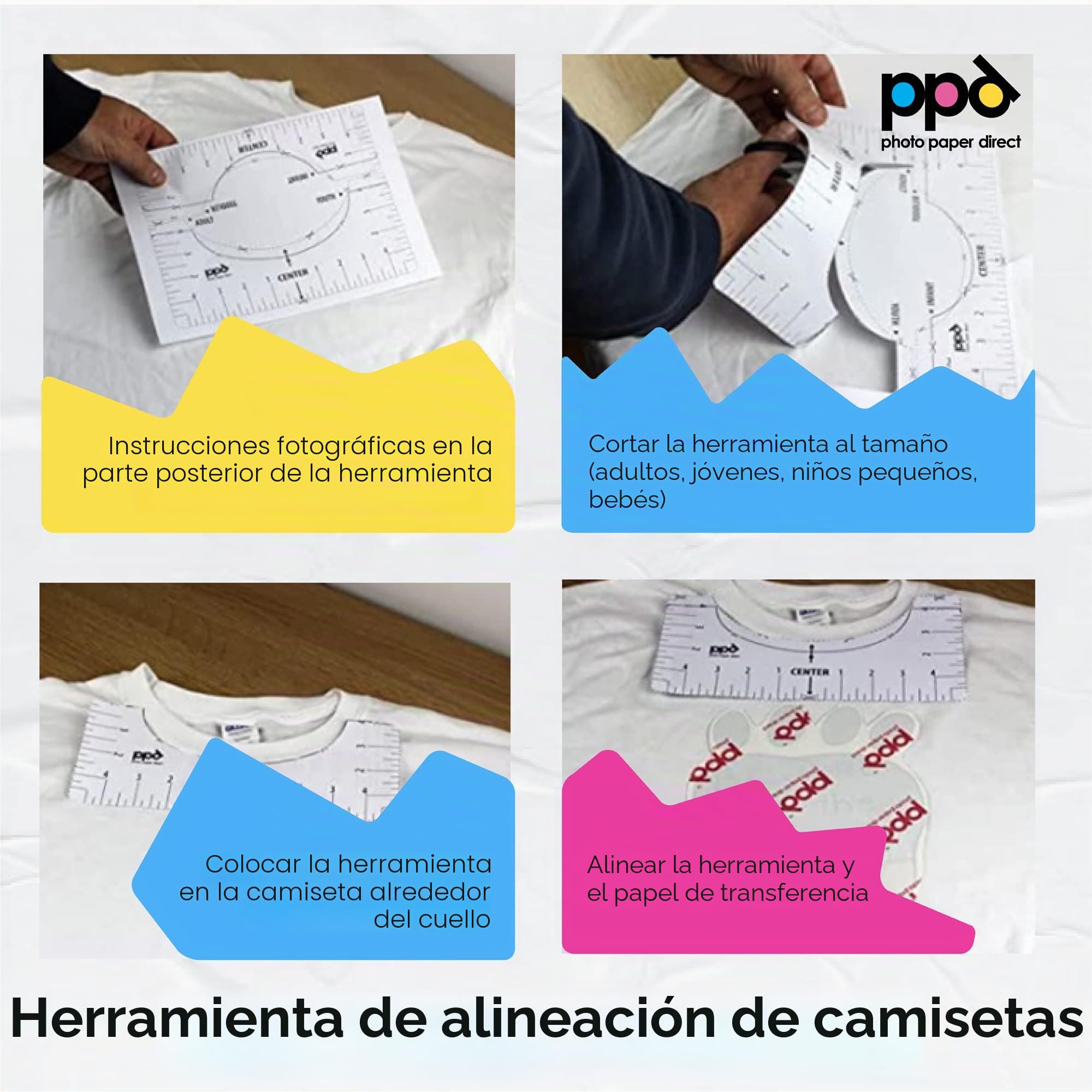 PPD A4 x 10 Hojas de Papel de Transferencia Térmica Para Camisetas, Mascarillas y Tejidos Claros - Para Impresoras de Inyección de Tinta Inkjet - PPD-1-10