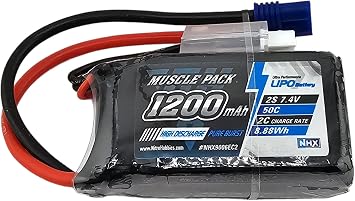 NHX RC Muscle Pack 2S 7.4V 1200mAh 50C Losi Mini T/B & JRX2 Lipo Battery w/ EC2 Connector