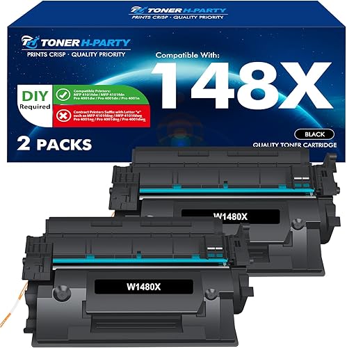 Cartucho de tóner 148X 148A negro de alto rendimiento, 2 unidades, compatible y de reemplazo para HP 148X 148A W1480X W1480A para impresoras HP