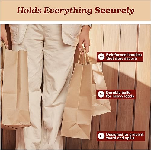 Miniatura 10 de PTP BAGS Bolsas Jr. Mart blancas de 13 x 7 x 13 pulgadas, bolsas de papel blanco con asas [paquete de 250] para regalo de papel kraft reciclable