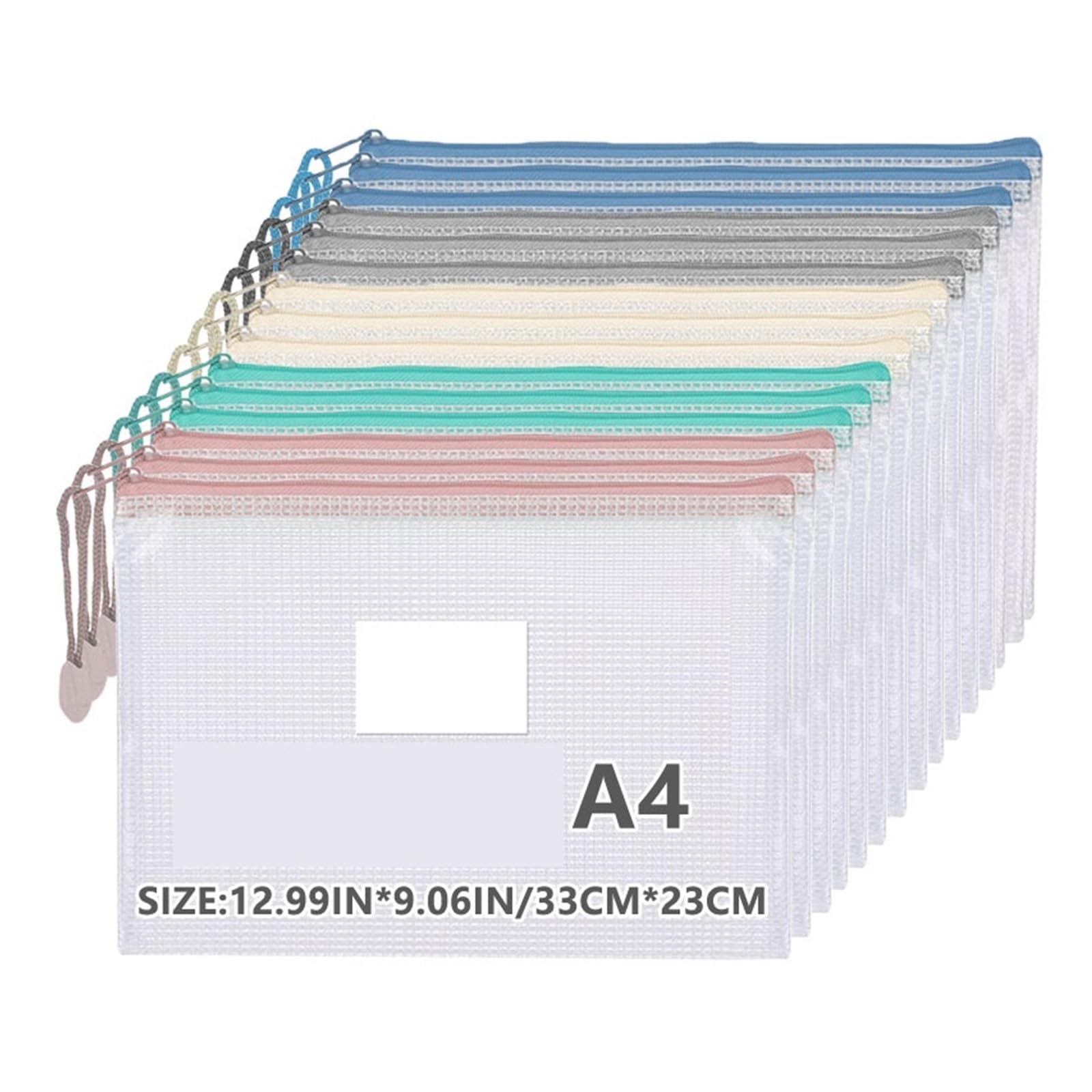 Borsa con cerniera in rete A4 in plastica | 10/15/25/50 pezzi for riporre documenti e oggetti artigianali(25Pcs)
