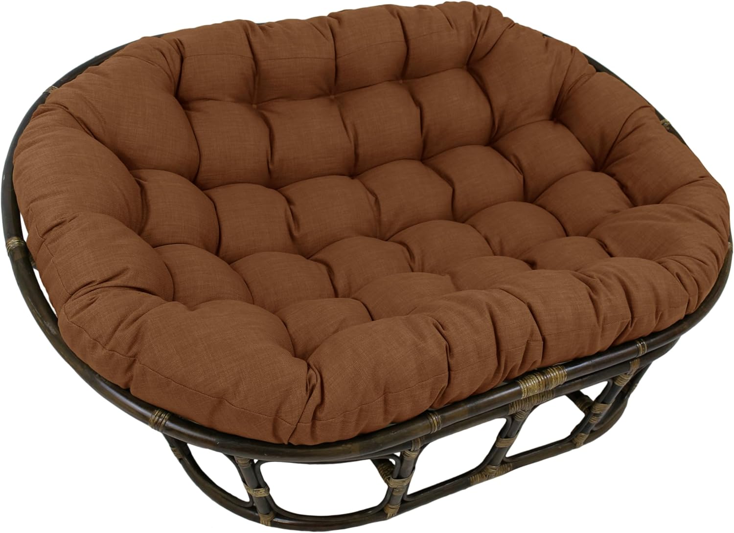 Blazing Needles Solid Outdoor Spun Polyester Double Papasan Cushion, 65" x 48", Lemon