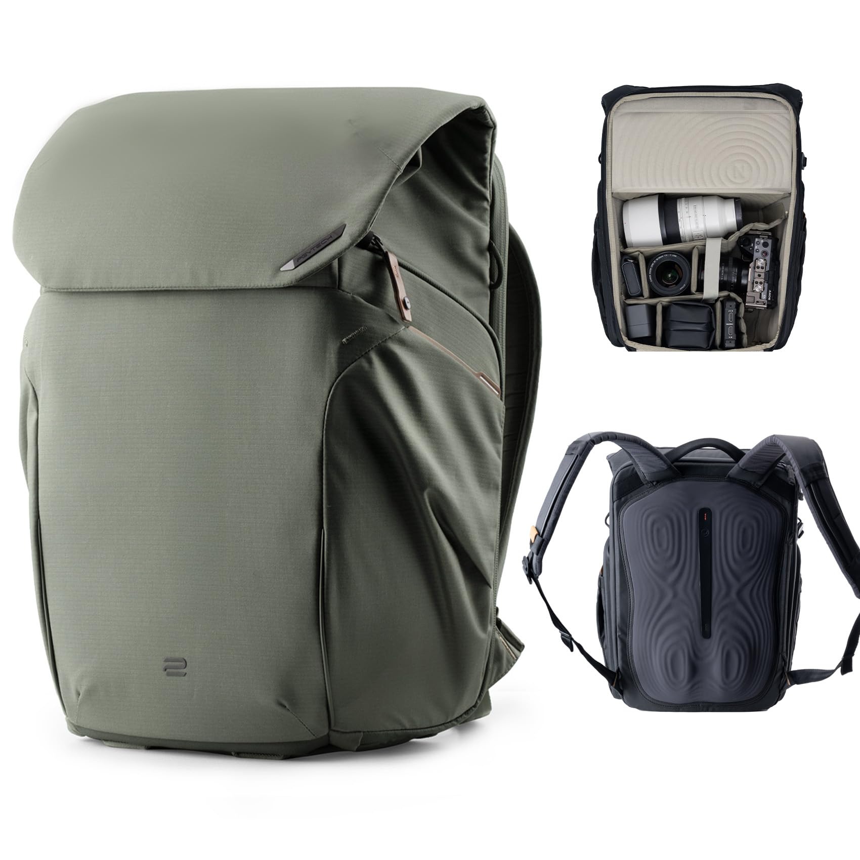 Pgytech Unisex Green Onego 2 Camera Backpack 25L With Laptop Ipad Compartment, Water-Resistant Camera Bag For Urban & Travel Photography Compatible With Sony/Canon/Nikon/Dslr/Slr Mirrorless Cameras, Pine