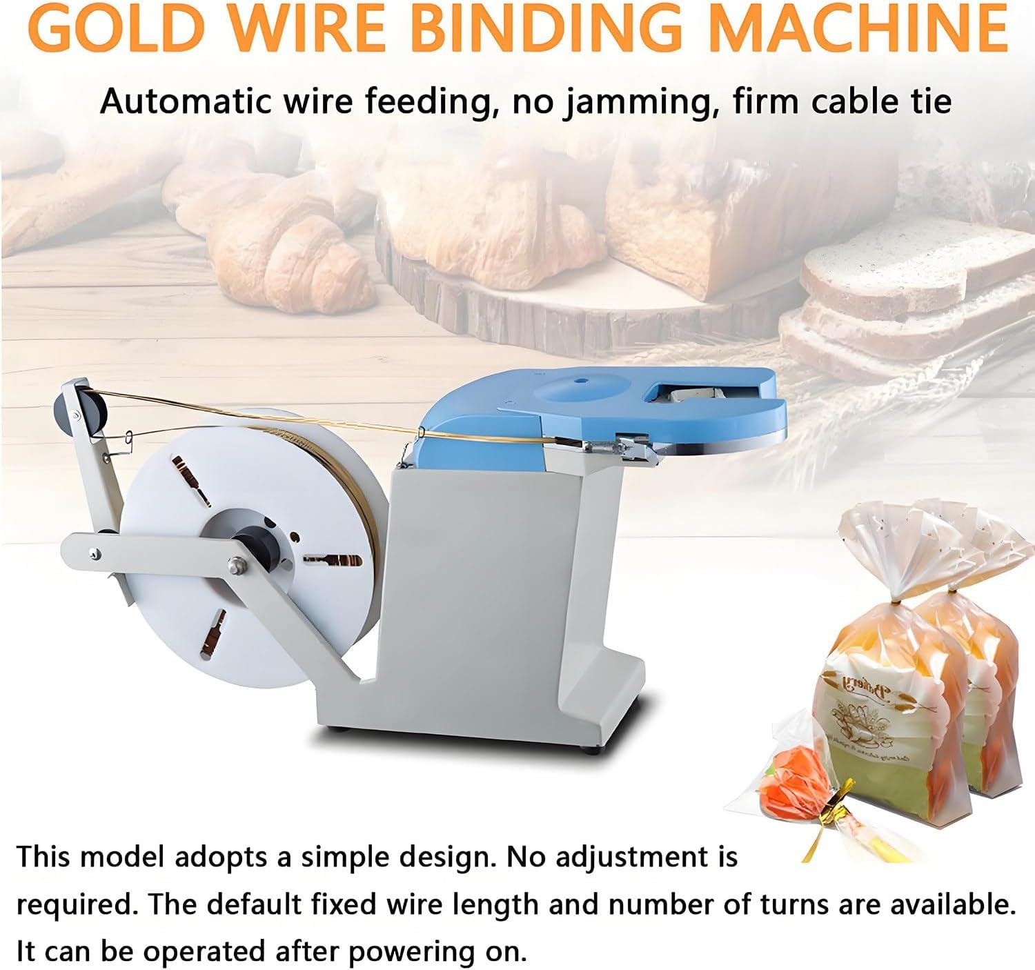 Máquina de amarre giratorio, sellador automático de bolsas, con salida de 70 mm/0,1 a 1,2 mm de capacidad, herramienta de atar bolsas de plástico, para almacenamiento hermético de alimentos