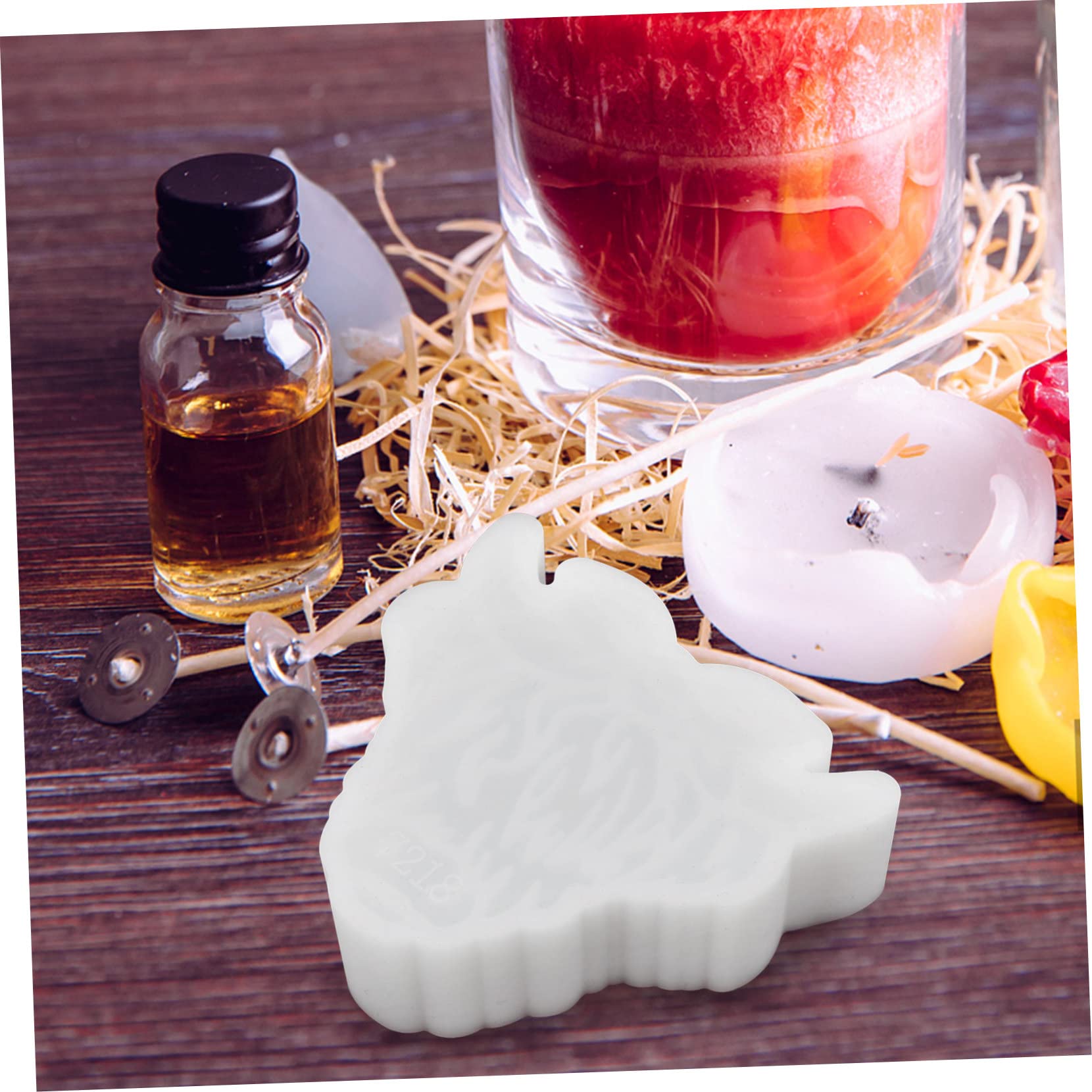 Lurrose 5pièces Moule à Bougie Silicone Forme De Tête De Bœuf Moule Pour Bougies Parfumées Et Dessous De Silicone Flexible Et Réutilisable Pour Créations Artisanales
