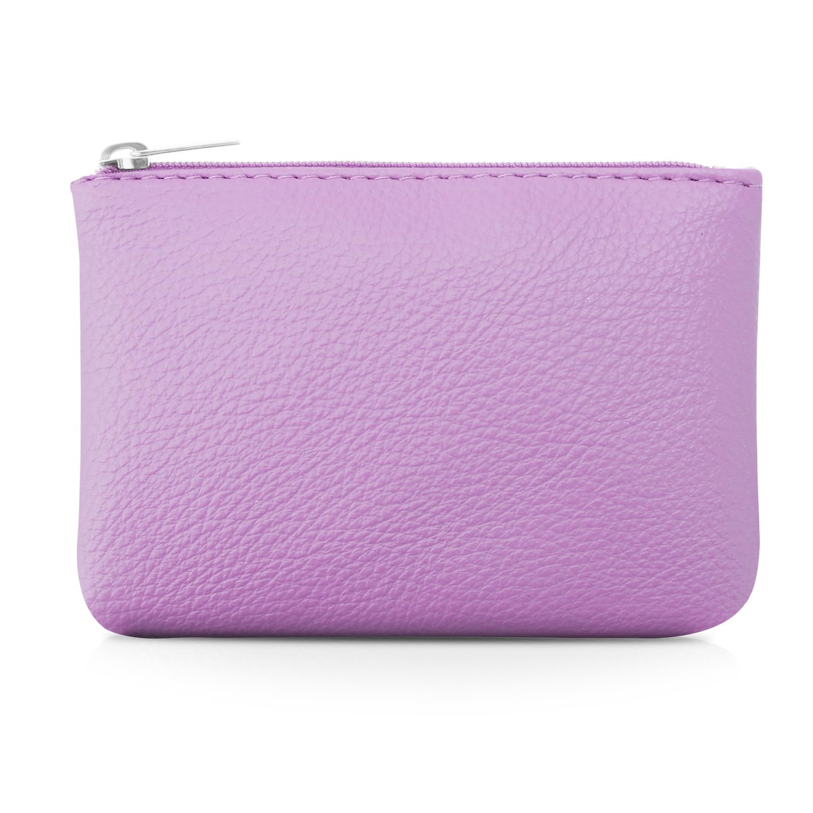 simarroCoin Purse, Vegan Leather Lychee Pattern Zipper Change Purse Portable Coin Wallet Mini Change Holder Coin Pocket for Women Credit Card Folded Bills ID Key Headset Lipstick (Light Purple)