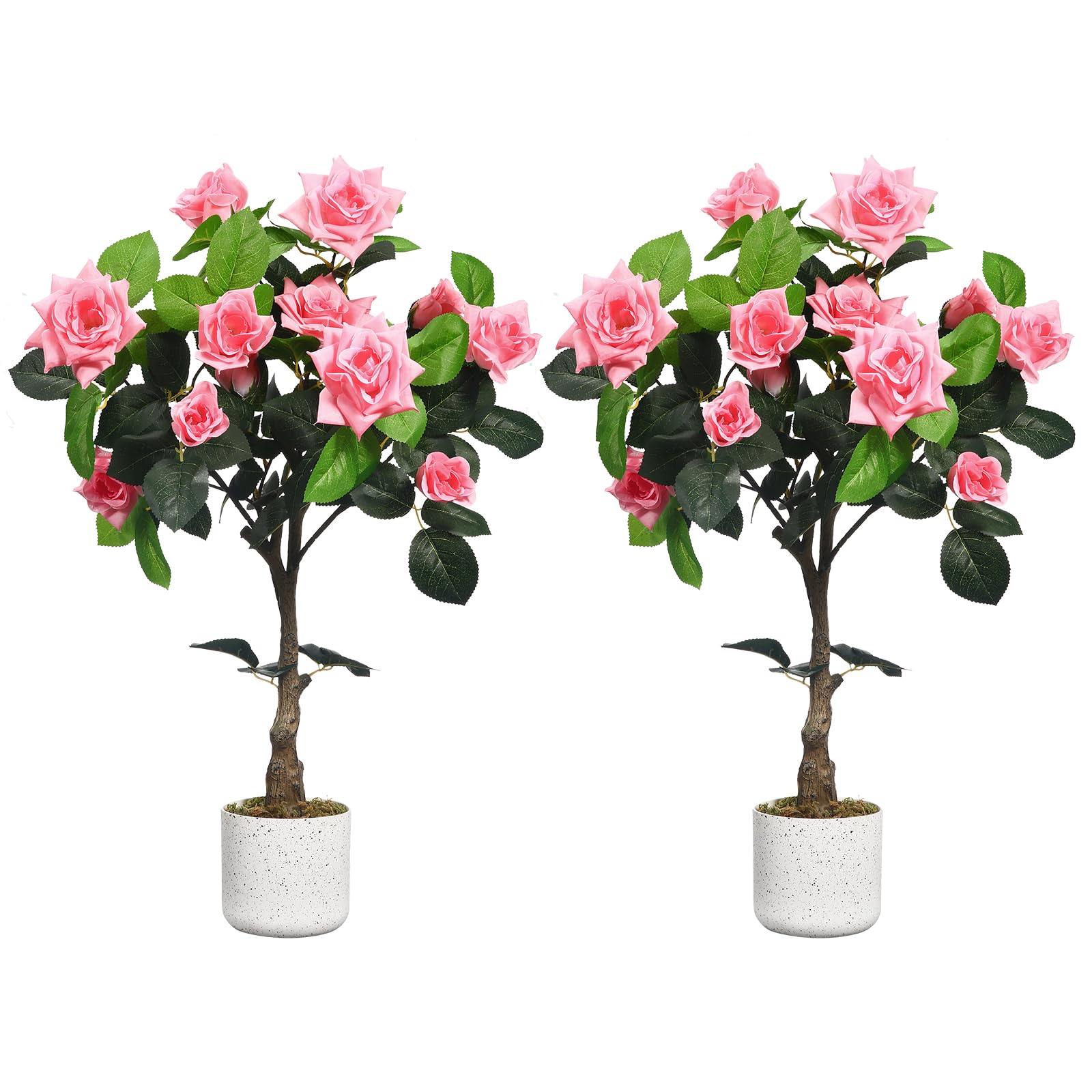 Rosiers artificiels haut de gamme en pot GarveeHome lot décoratif de 2