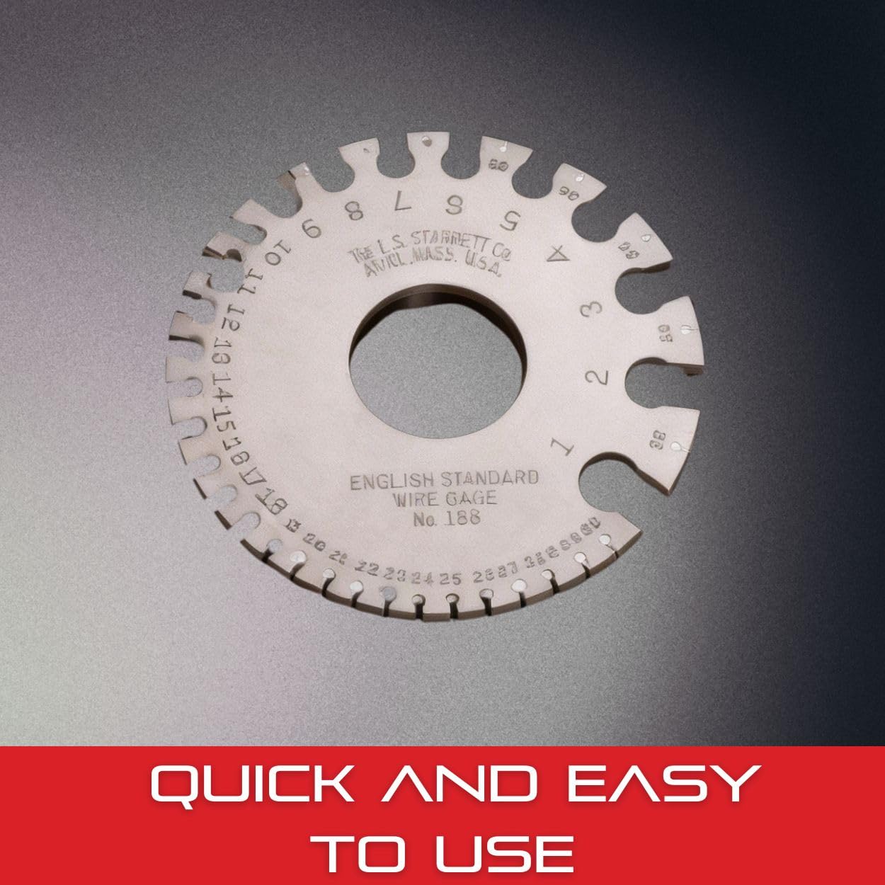 Starrett English Standard Wire Gage with Satin Finish and Decimal Equivalents on The Reverse Side - Ideal for Professionals and DIY Home Improvement - 188