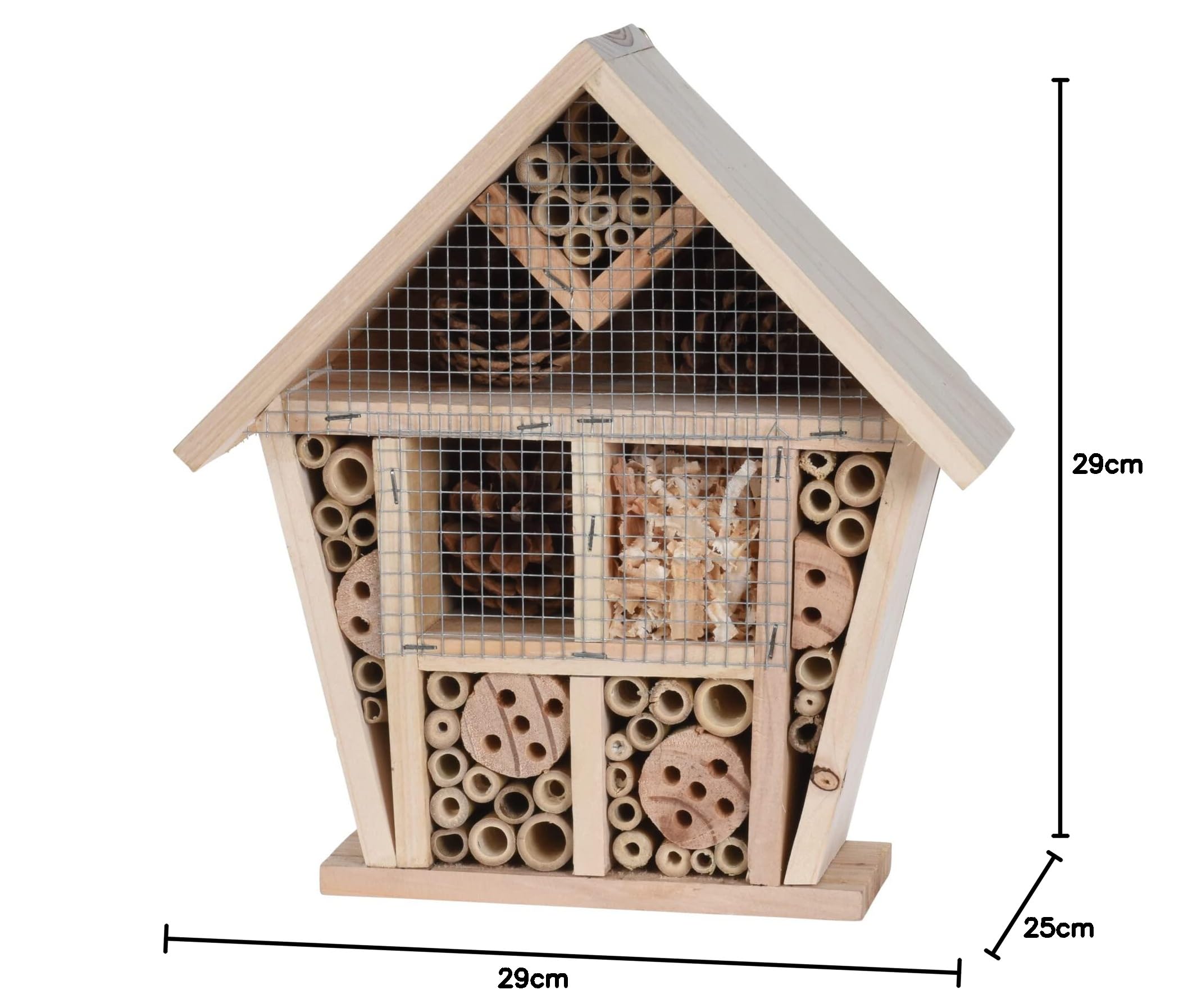 Navaris Hôtel à Insectes XL Bois 40x23x7 Cm - Refuge Abeilles, Coccinelles, Papillons - Toit Métal Anti-Pluie