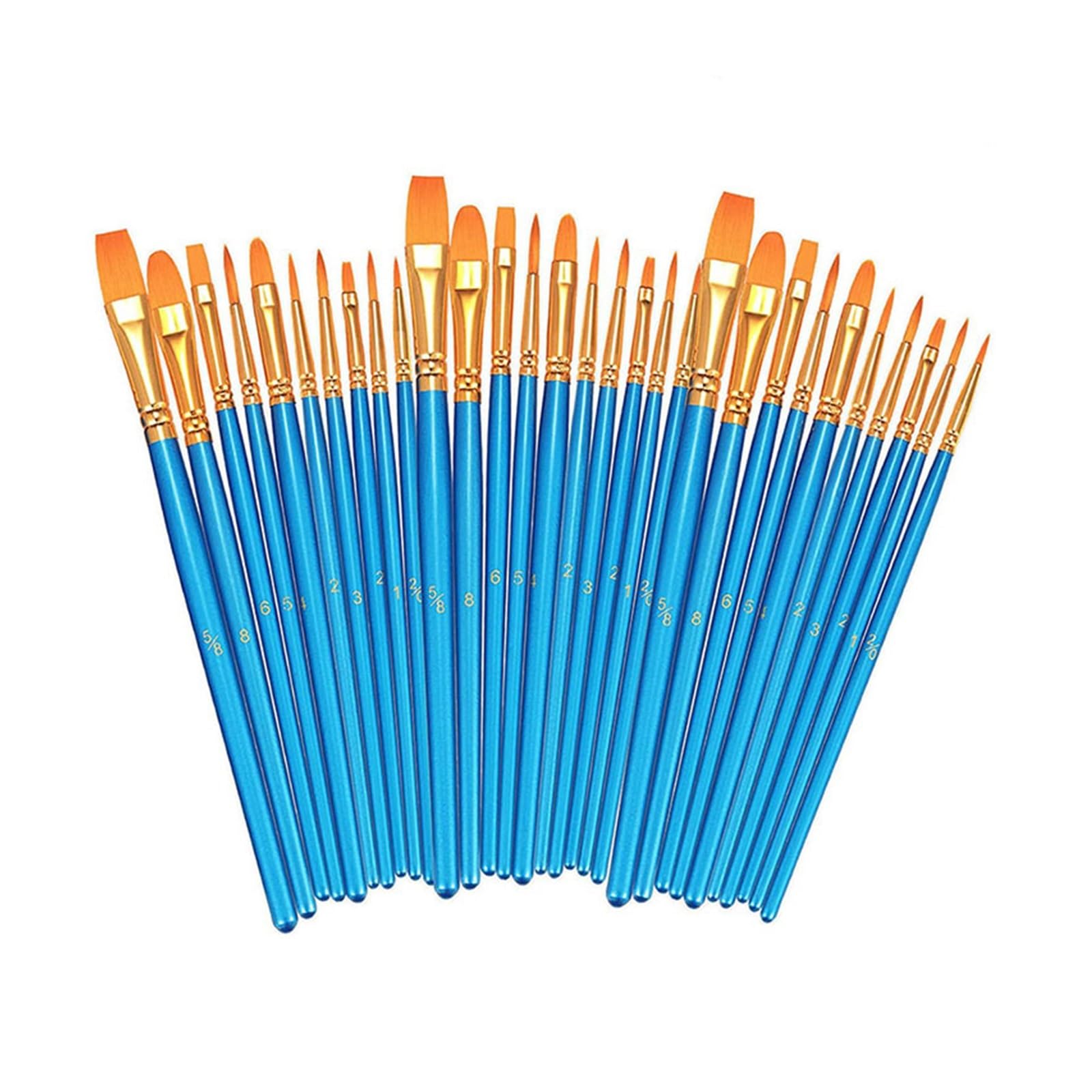 Ensemble De 30 Pinceaux d'art À Pointe Ronde Et Pointue, Poils en Nylon, pour Peinture Acrylique, À l'huile, Aquarelle, Corps Et Ongles.