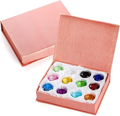 Miniatura 3 de Jucoan Paquete de 24 joyas de diamantes de cristal, diamantes de cristal multicolor de 1 pulgada, gemas piratas para búsqueda del tesoro, juego
