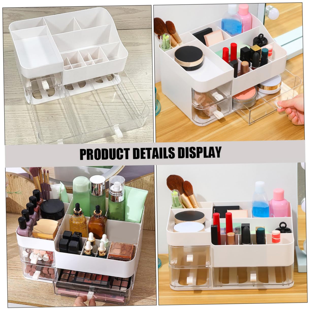 PACKOVE Portatrucchi Organizzatore Con Cassetti Trucchi Scrivania in Plastica Resistente Organizer Per Trasparente Per Vanità e