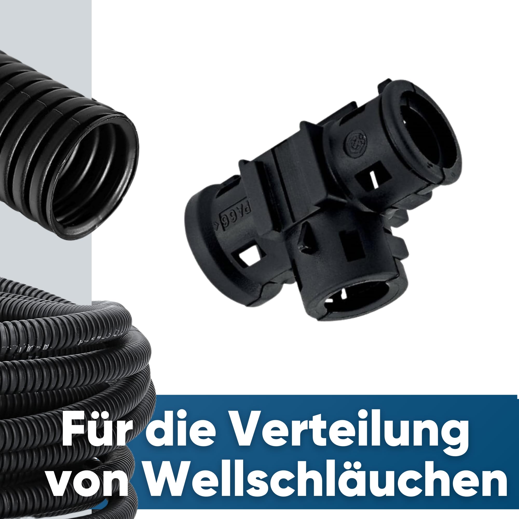 Kalitec 9806091 - Distribuidor en T (100 unidades, forma A NW 13-10-10, 3 vías, pieza en T, para tubo ondulado, conector para tubo ondulado, distribuidor de cables, ramificación de cables, conector
