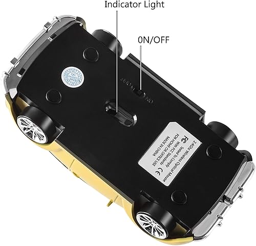 Miniatura 4 de Usbkingdom - Ratón inalámbrico de 2.4 GHz, ratón inalámbrico para computadora, 3D, con forma de coche deportivo, ergonómico, óptico inalámbrico con