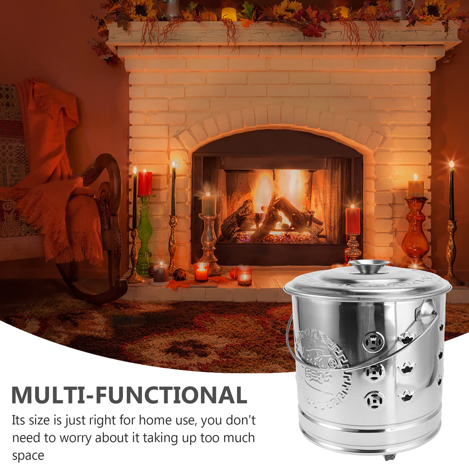 Happyyami 1Set in Acciaio Inox Bruciare Barile di Metallo Inceneritore può con Burning Tong Giardino Forno per Il Legno Spazzatura Foglie di Masterizzazione