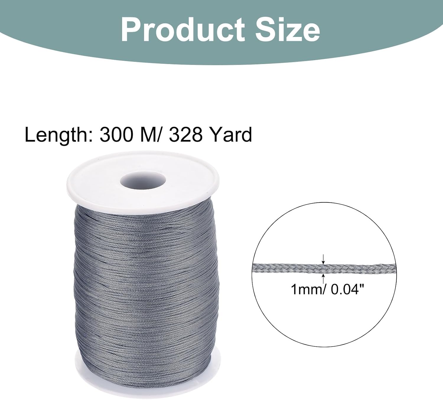 1mm Nylon String for Bracelets, 328 Yard Nylon Beading Thread String Cord [ for Jewelry Making Bracelet Necklaces DIY Craft] - Light Grey image 2