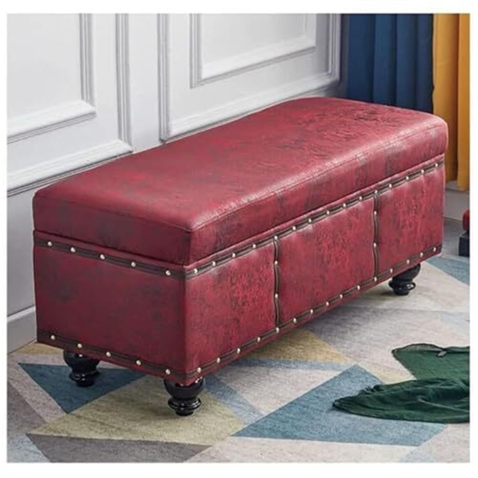 WDSOPK Multifunction Sofa Stool|Storage Stool Doorway Change Shoe Bench|Storage Box Clothing Store|Shoe Store Rest Stool|Long Bench Bedroom Bed End Stool With Technology Waterp,（Red-40X40X45cm）