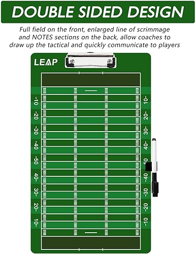 Miniatura 9 de LEAP Portapapeles de entrenador de doble cara táctica de alta calidad con tablero de marcador de borrado en seco completo y media cancha para