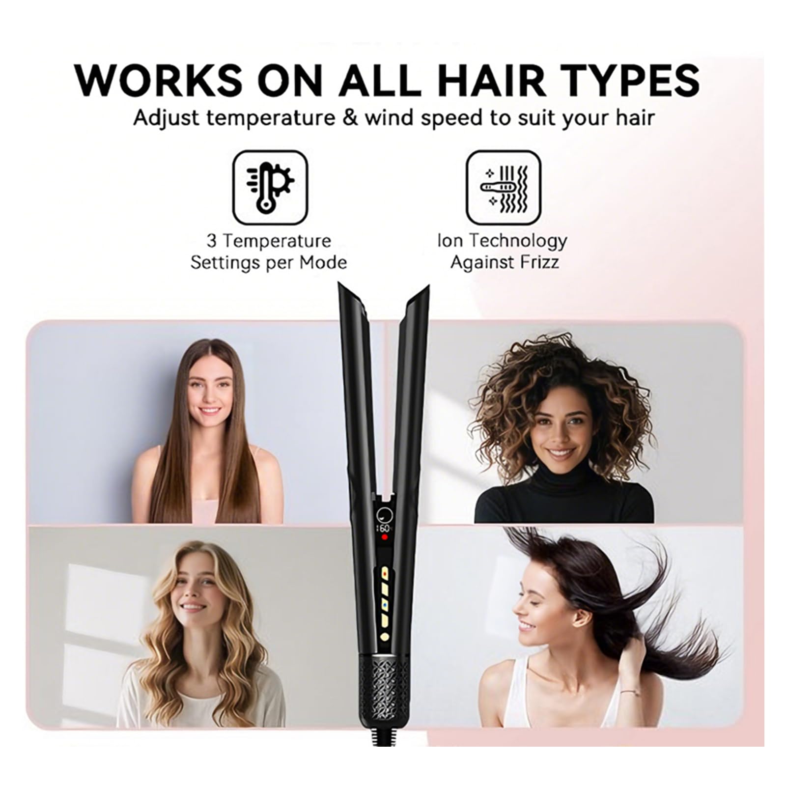 Plancha de pelo de iones de aire, mojado y seco, plancha de aire para peinado, UMIGA Profesional Airstyler Secador de pelo, 80 ℃-160 ℃ para todo tipo de cabello
