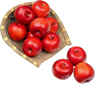 12PCS 3" Artificial Apples - Lifelike Fake Apples Realistic Faux Fruit for Home Decor Farmhouse Kitchen Decoration Photography Props (Red)