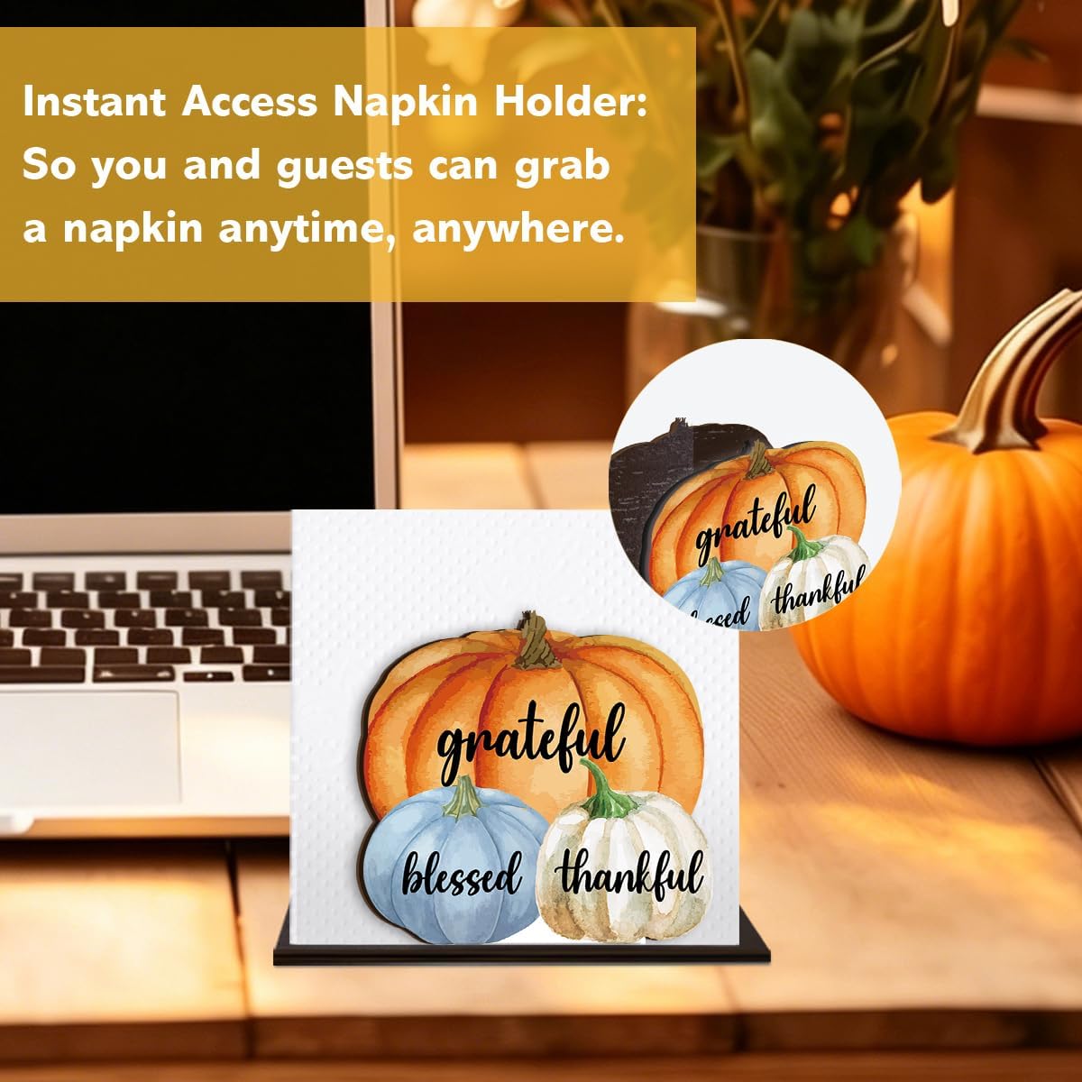 Singhaaje Fall Pumpkin Napkin Holder Autumn Pumpkins Decor for Kitchen