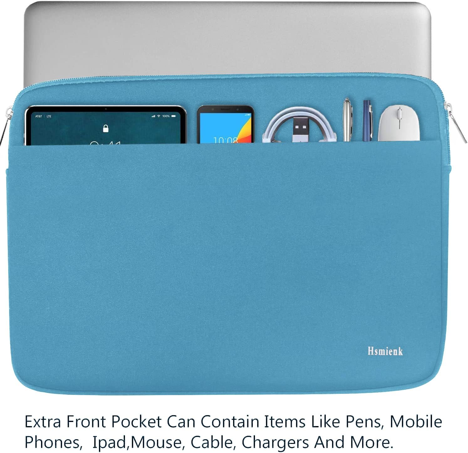 Laptop Sleeve Bag, 15.6 inch Computer Case Shockproof Protective Notebook Case with Accessory Pocket, Briefcase Carrying Laptop Sleeve for 15.6" HP, ASUS, Dell, Lenovo, Acer -Sky Blue image 2