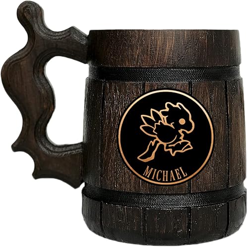 Miniatura 3 de ffxiv Chocobo - Jarra de madera para jugadores, jarra de cerveza. Taza de cerveza de madera personalizada. Regalo personalizado para él, regalo para