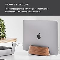 Vista 8 de HumanCentric Soporte vertical para laptop en madera de nogal negro, soporte y base ajustables verticales, soporte vertical para laptop compatible