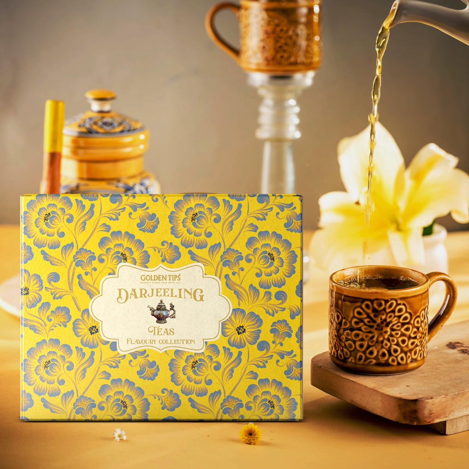 Golden Tips Flavoury Collection Darjeeling Tea Gift Box, Premium Assortment of First Flush, Second Flush, Autumn Flush, Green, White & Oolong Teas in Elegant Tin, Ideal for Gifting & Special Occasions - Image 4 thumbnail