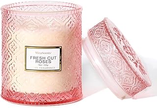 Rose Scented Candles, Valentine Pink Decorative Glass Candle, Christmas ...