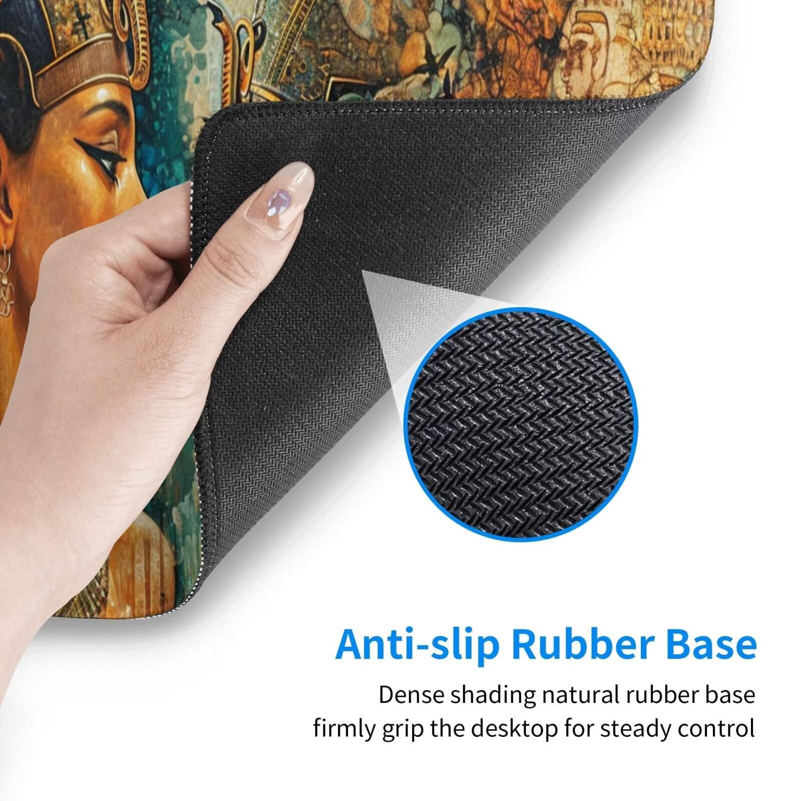 Alfombrilla Ratón Vintage Alfombrilla Ratón XXL 1600 x 800 mm, Egipto Mouse Pad Gaming con Bordes Cosidos, Impermeable Mousepad XXL Base de Goma Antideslizante Duradera, Mouse Pad para Oficina Q268