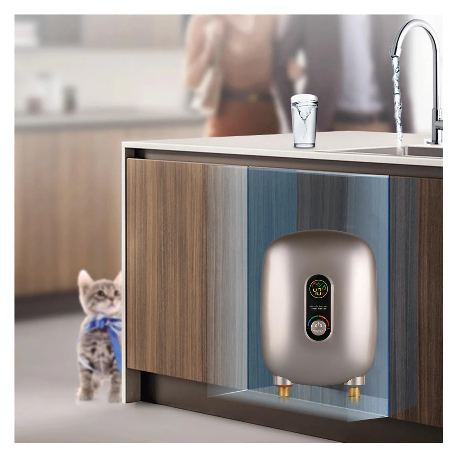 Mini Elektryczny, Bezzbiornikowy, Natychmiastowy Podgrzewacz Ciepłej Wody O Mocy 6500 W Z Wyświetlaczem LCD Do Łazienki I Kuchni Szybko I Wygodnie