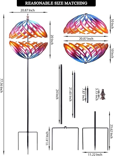 Miniatura 9 de MUMTOP Wind Spinners Outdoor Metal 6.5 FT Large Two-Way Wind Sculptures for Patio Yard and Garden Decor
