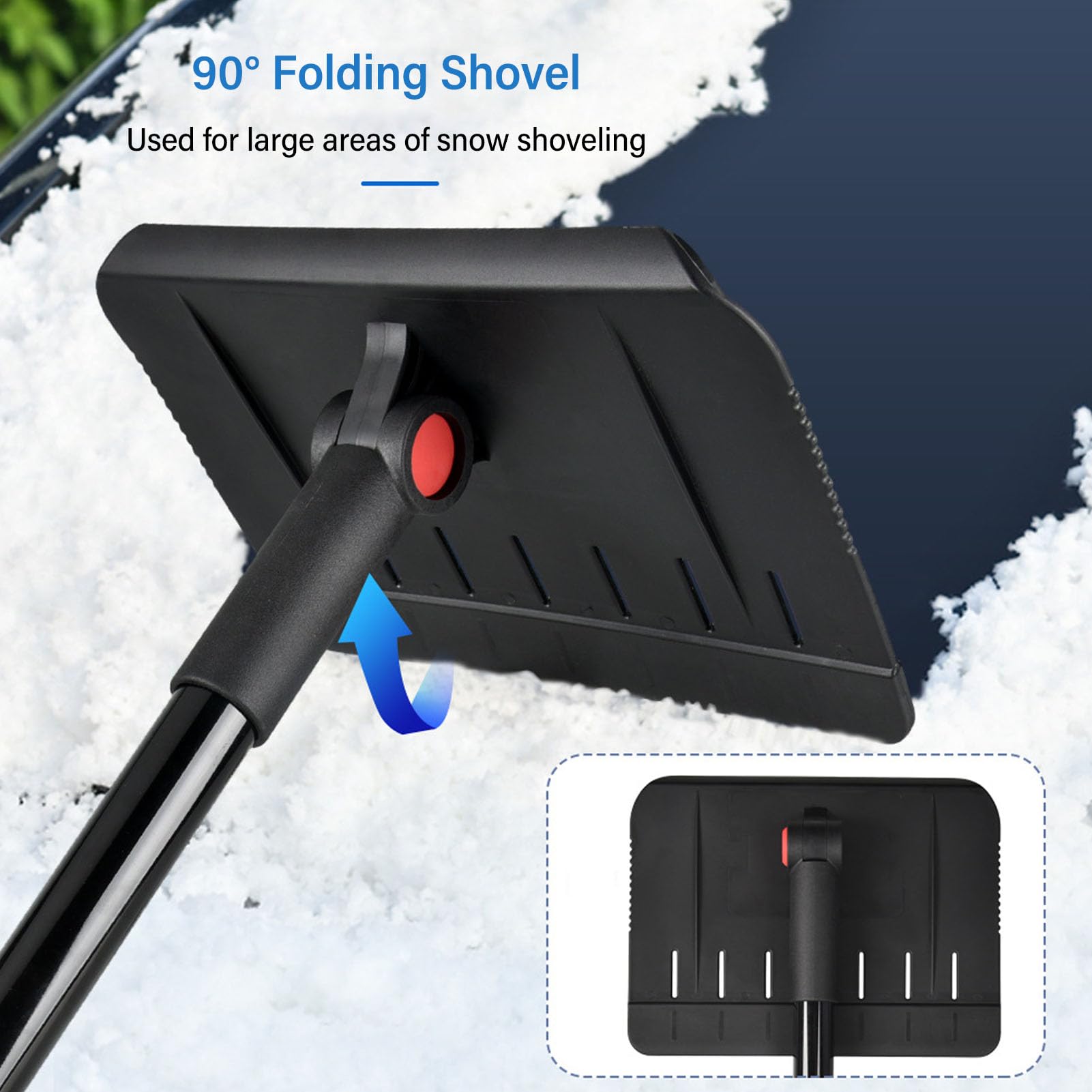 Kit pala da neve multifunzionale, strumenti per la rimozione della neve retrattile in lega di alluminio con spazzola e raschietto per ghiaccio
