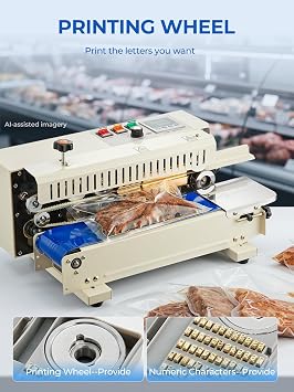 Continuous Bag Band Sealing Machine, 750W Horizontal Band Sealer Machine, Automatic Horizontal Band Sealer, Sealing Machine with Temperature Control, 0.24-0.47in Seal Width for PVC Bags