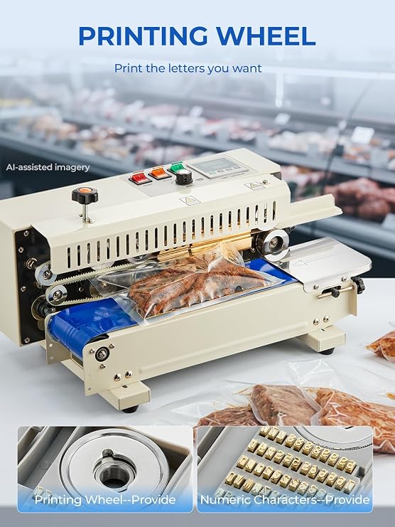 Continuous Bag Band Sealing Machine, 750W Horizontal Band Sealer Machine, Automatic Horizontal Band Sealer, Sealing Machine with Temperature Control, 0.24-0.47in Seal Width for PVC Bags