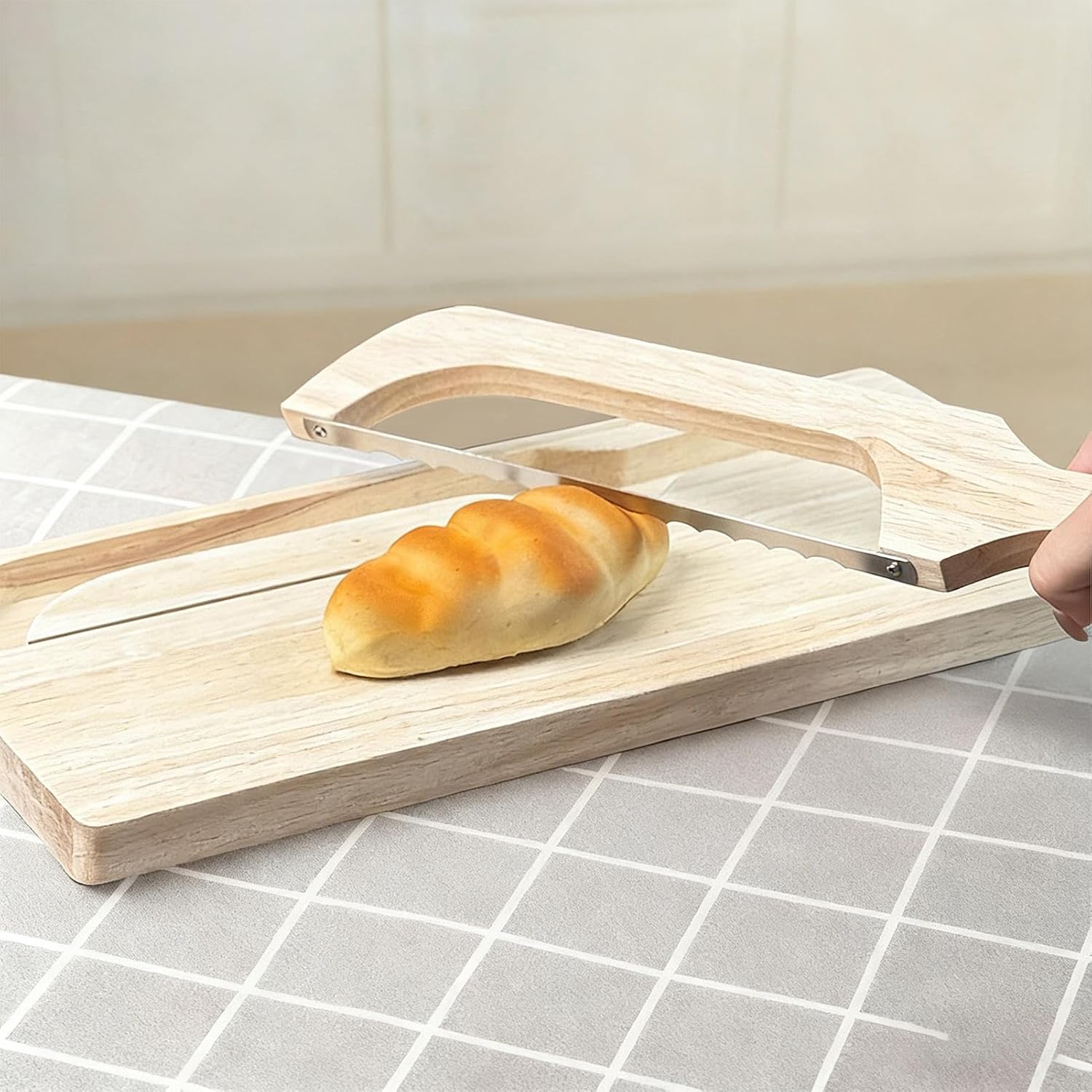 Wooden Bread Cutting Board - Multipurpose Kitchen Chopping Serving Board | Sturdy Acacia Wood with Non Slip Feet, Perfect for Bread, Baked Goods, Cheese, and Entertaining Guests 15.75x7.28in