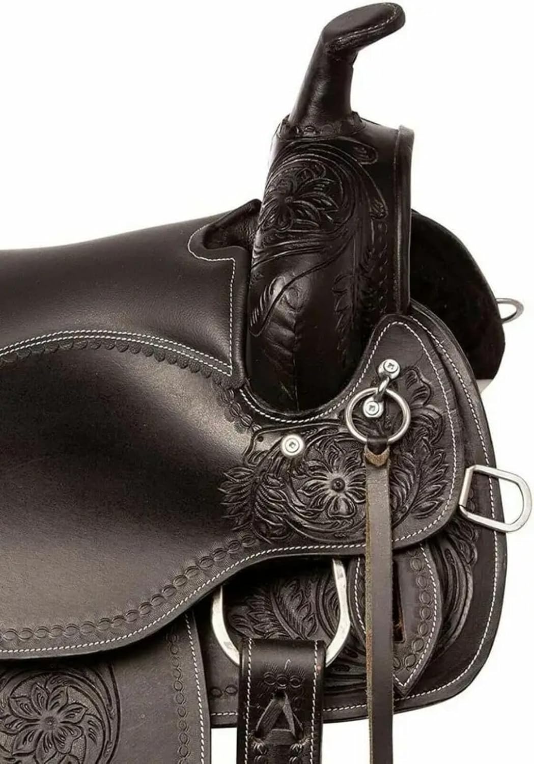 Leather Western Saddles Combo Tack Set | Barrel Racing Horse Saddle | Black Floral Tooled Leather English Saddle | Western Saddle for Horse | Lightweight Equestrian Horse Tack Set