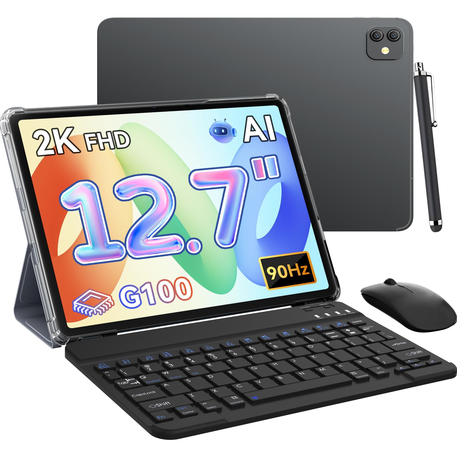 Blackview Link8 Tablet 13 Zoll mit Tastatur,36GB RAM+256GB ROM Gaming Tablets,Gemini AI Octa Core G100 Android 15 Tablet,8400mAh 16MP+13MP 90Hz 2K FHD Display/Widevine L1/5G WiFi/Face ID/Maus/Stift