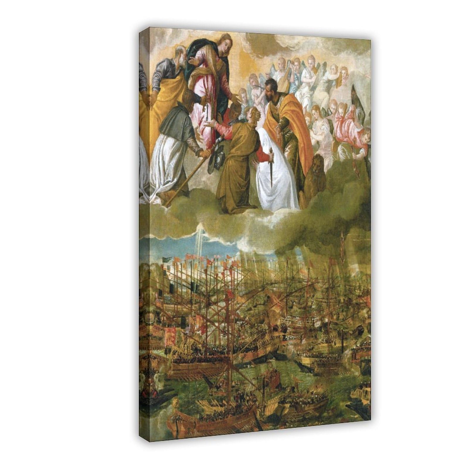 WCYB Allegory of The Battle of Lepanto by Paolo Veronese Posters Prints Canvas Deco Paintings Wall Art Frame 16" L X 24" W
