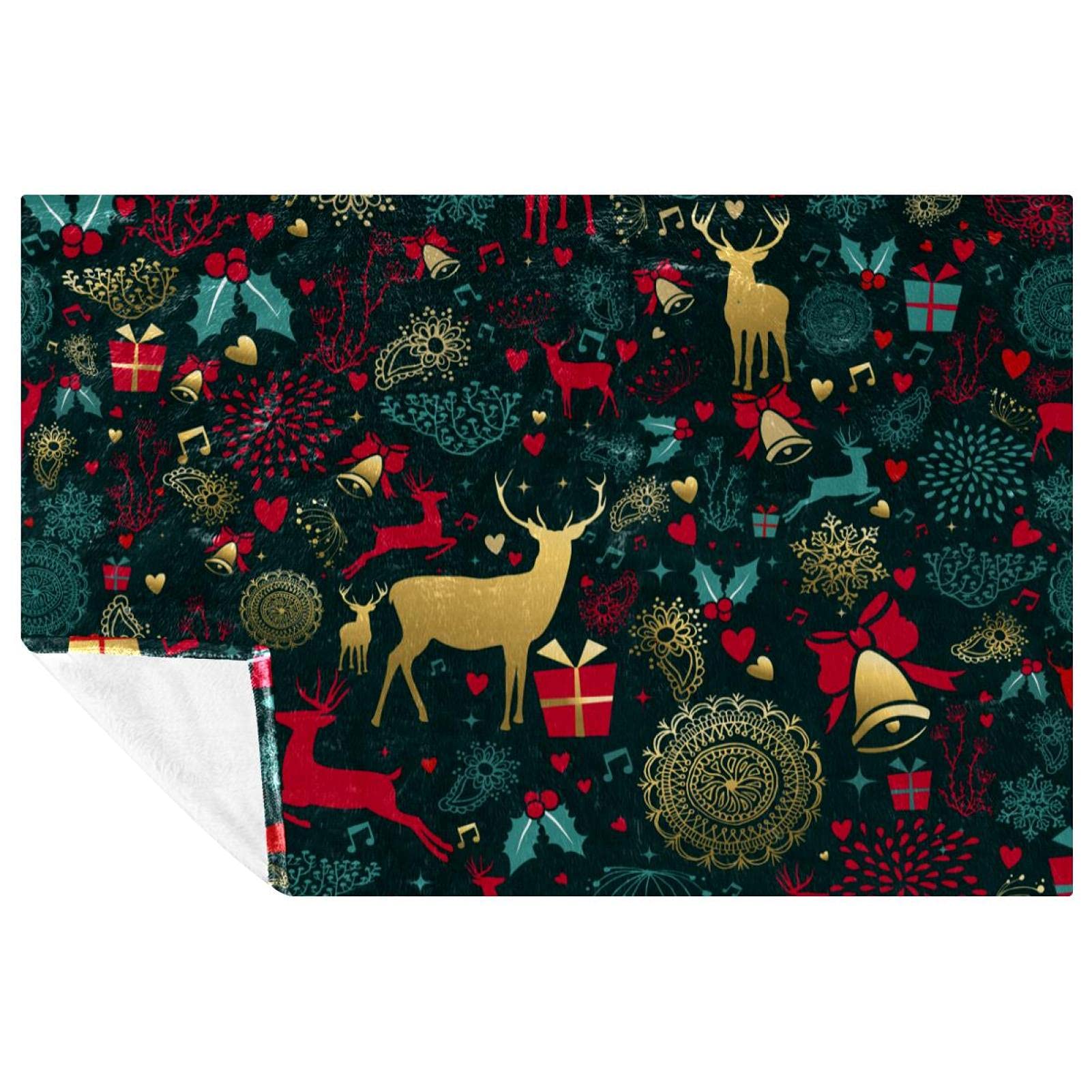 Couverture douce élan de Noël plaid lit canapé pique-nique