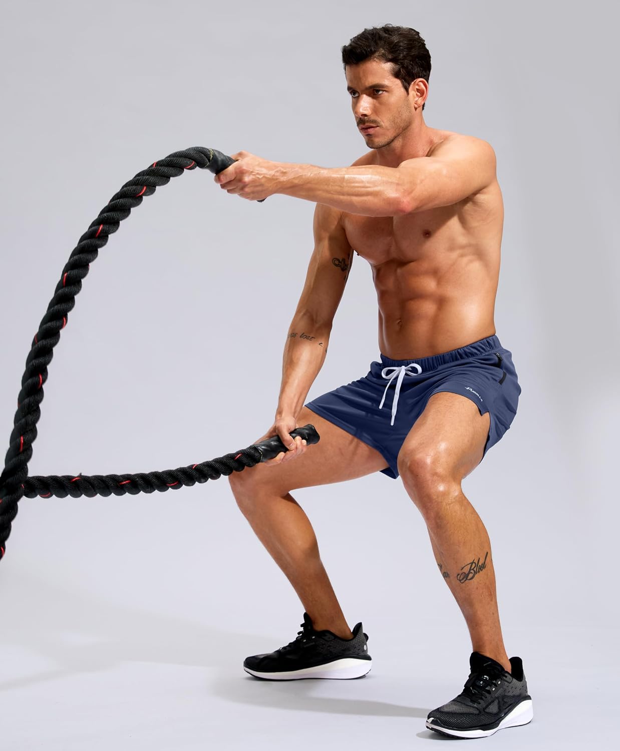 Pudolla Men's Workout Running Shorts with Zipper Pockets 5" Lightweight Quick Dry Athletic Gym Mesh Shorts no Liner